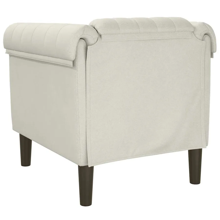 Fauteuil crème velours - 6