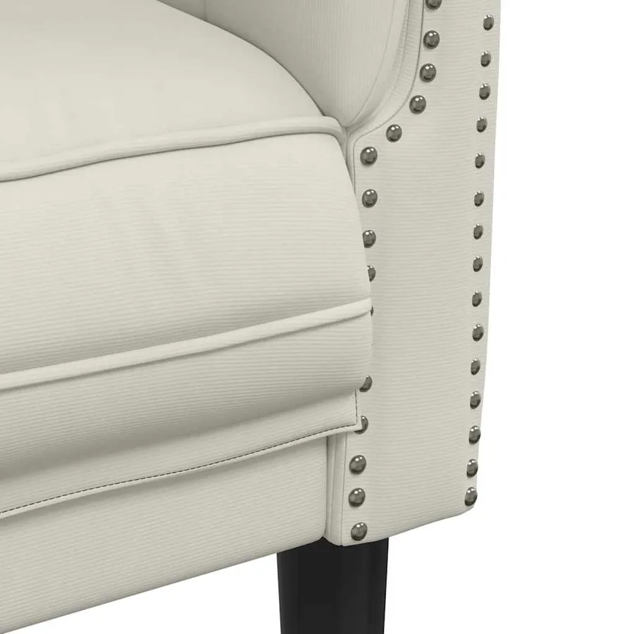 Fauteuil crème velours - 7