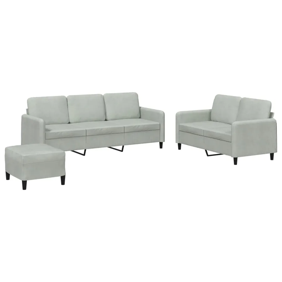 Ensemble de canapés 3 pcs gris clair velours - 2