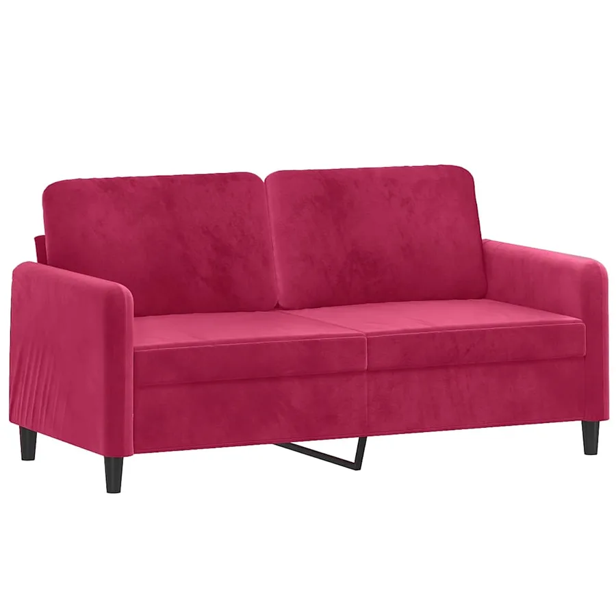 Canapé à 2 places Rouge bordeaux 140 cm Velours - 2