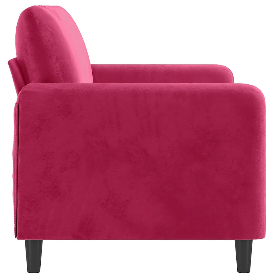Canapé à 2 places Rouge bordeaux 140 cm Velours - 4