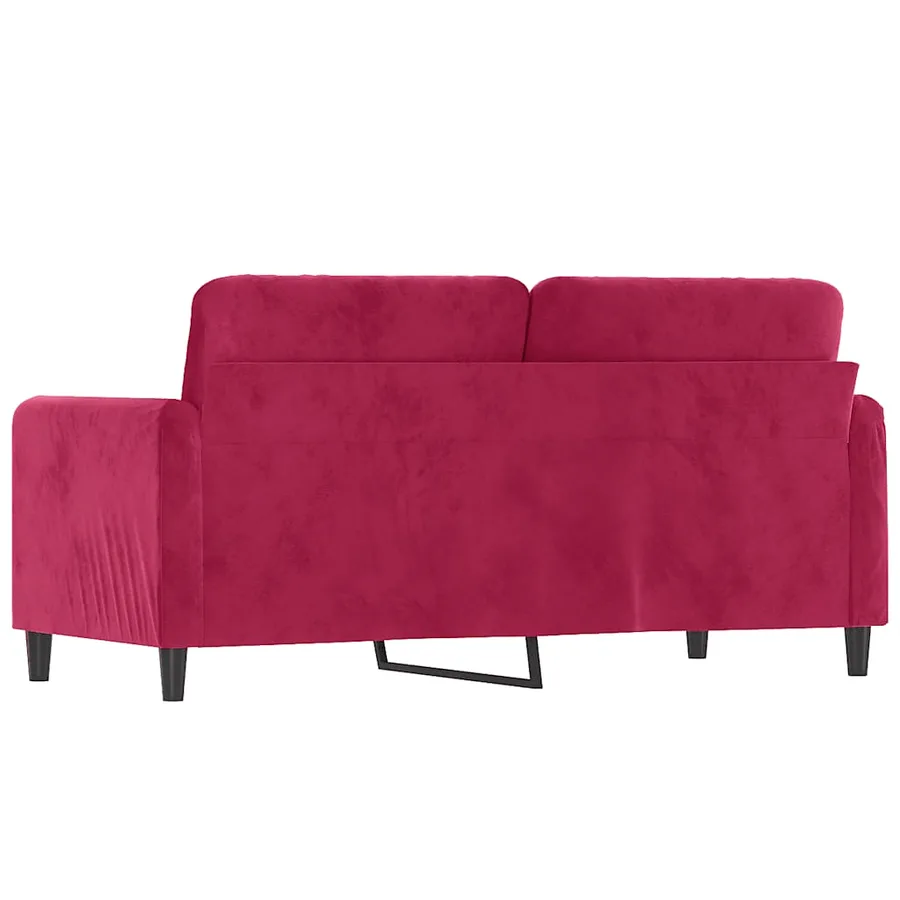 Canapé à 2 places Rouge bordeaux 140 cm Velours - 5