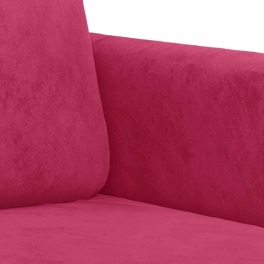 Canapé à 2 places Rouge bordeaux 140 cm Velours - 6