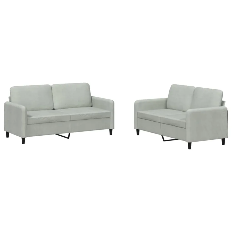 Ensemble de canapés 2 pcs gris clair velours - 2