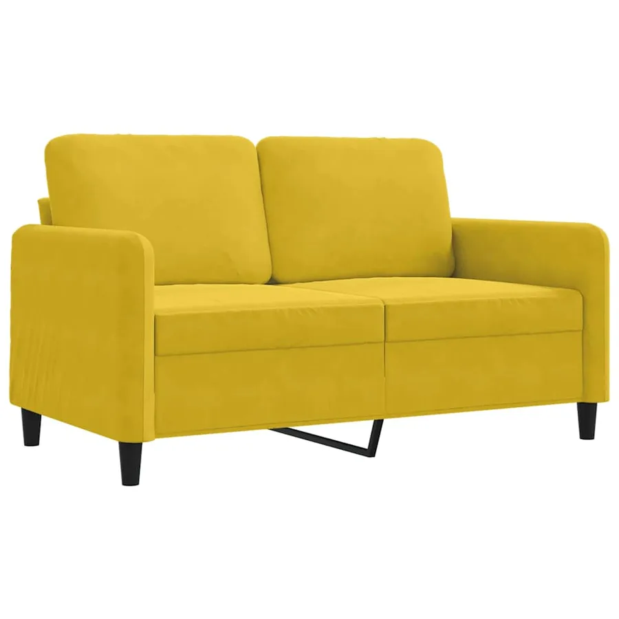 Canapé à 2 places Jaune 120 cm Velours - 2