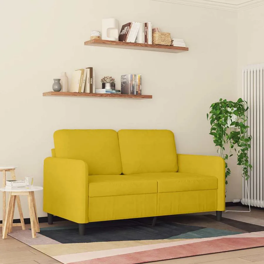 Canapé à 2 places Jaune 120 cm Velours - 3