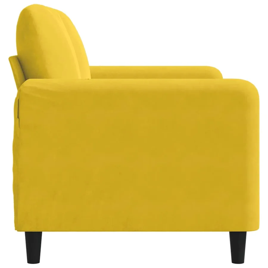 Canapé à 2 places Jaune 120 cm Velours - 5