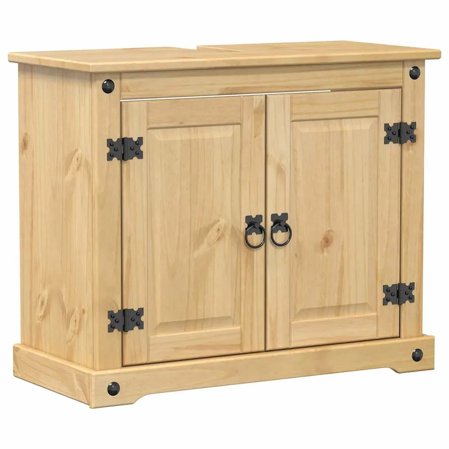Armoire lavabo de salle de bain Corona bois de pin massif - 2