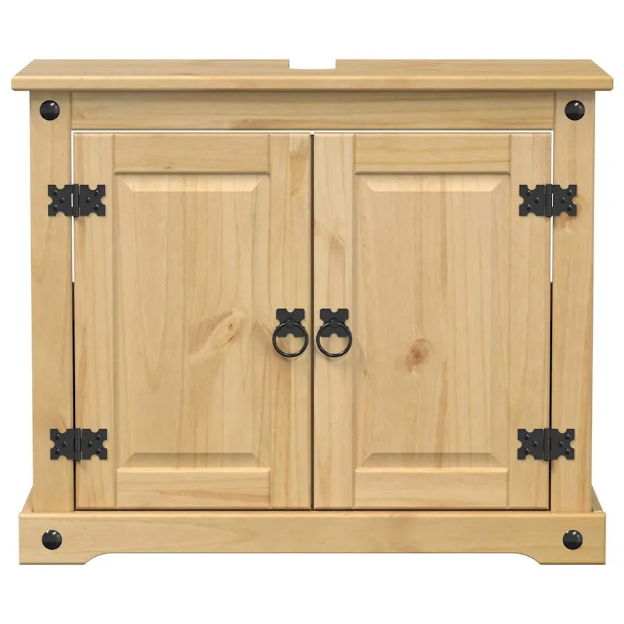 Armoire lavabo de salle de bain Corona bois de pin massif - 4