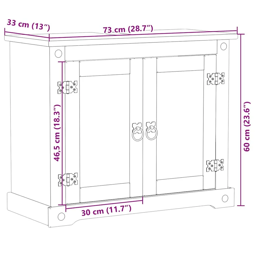 Armoire lavabo de salle de bain Corona bois de pin massif - 9