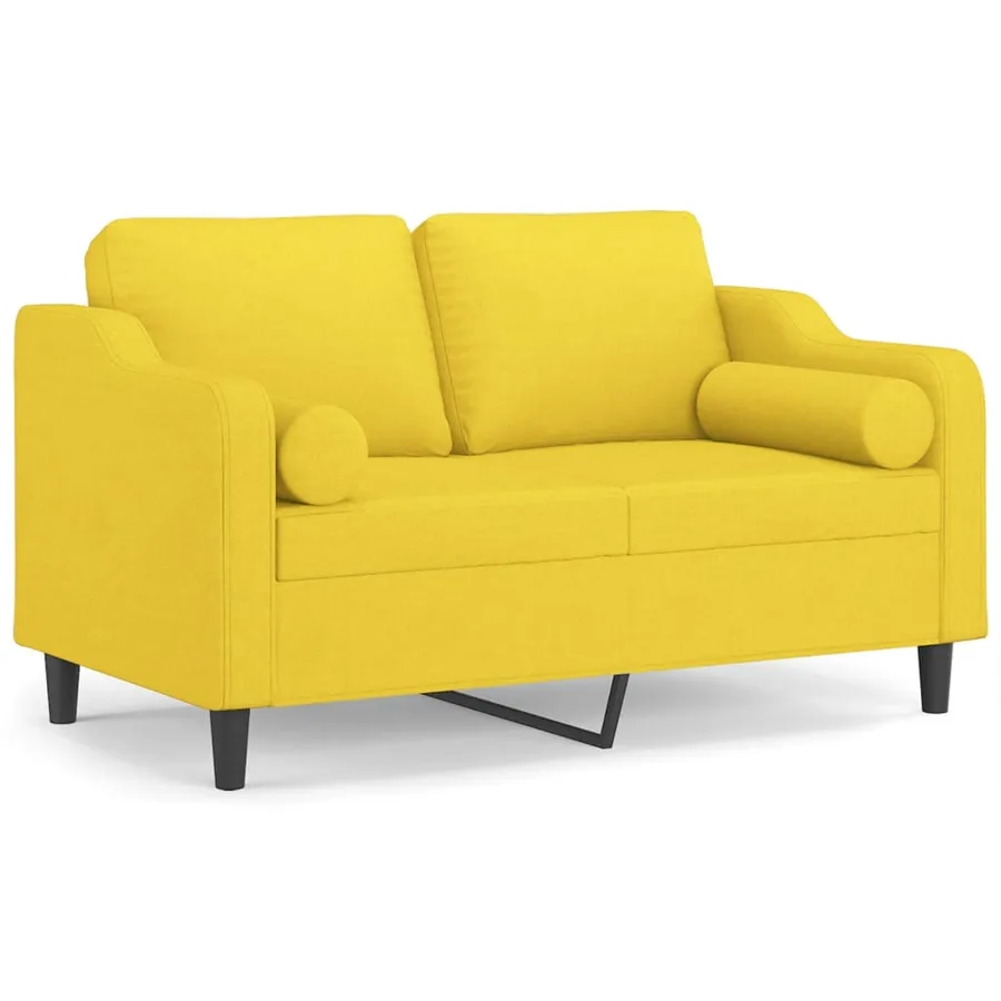 Canapé 2 places avec oreillers jaune clair 120 cm tissu - 2