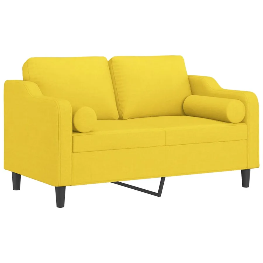 Canapé 2 places avec oreillers jaune clair 120 cm tissu - 3