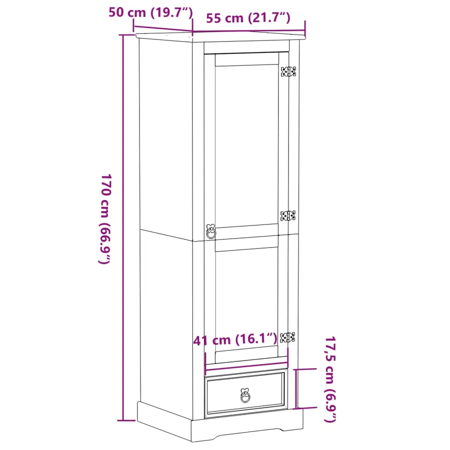 Garde-robe Corona 55x50x170 cm bois de pin massif - 9