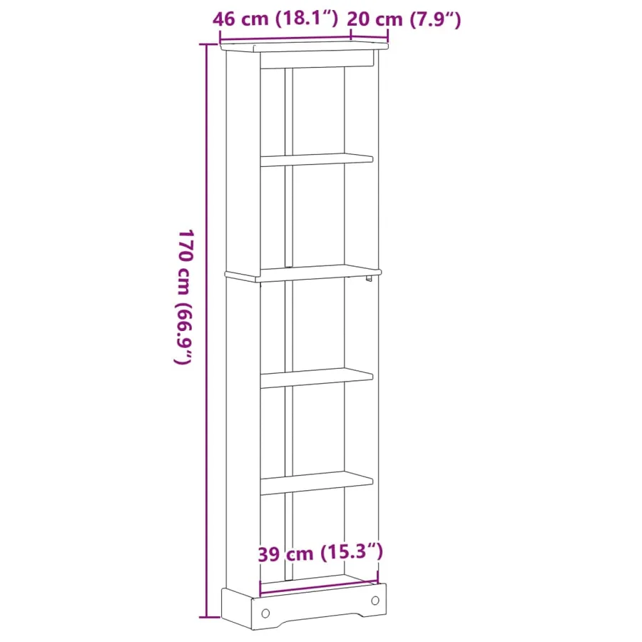 Bibliothèque Corona 46x20x170 cm bois de pin massif - 9
