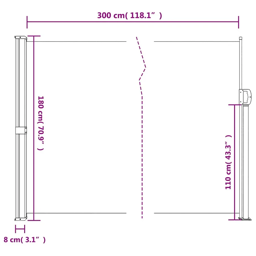 Store latéral rétractable Anthracite 180 x 300 cm - 11