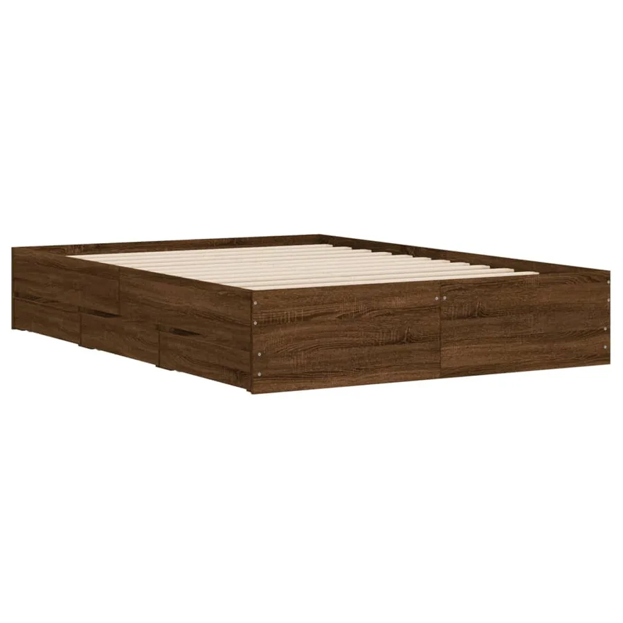 Cadre de lit avec tiroirs sans matelas chêne marron 120x190 cm - 4