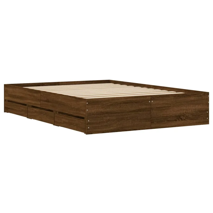 Cadre de lit avec tiroirs sans matelas chêne marron 120x190 cm - 8