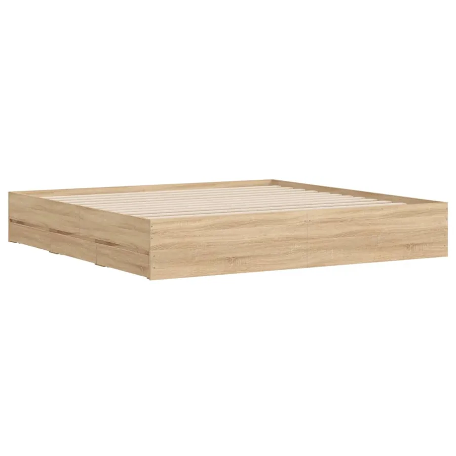 Cadre de lit avec tiroirs sans matelas chêne sonoma 200x200 cm - 4
