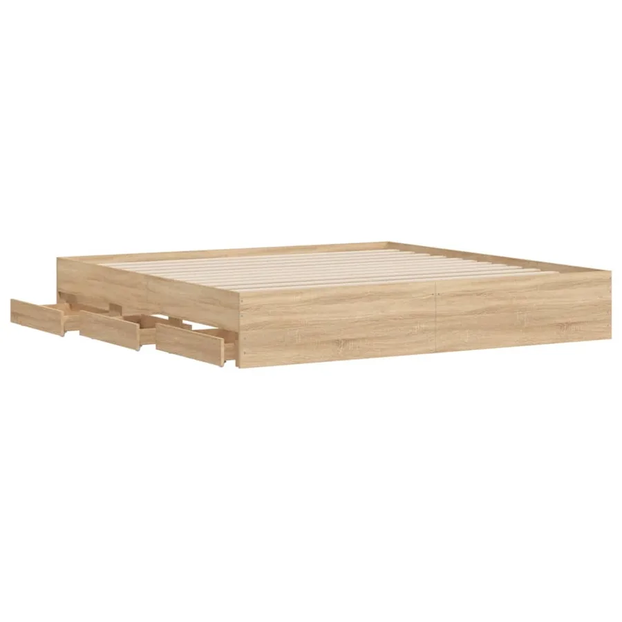 Cadre de lit avec tiroirs sans matelas chêne sonoma 200x200 cm - 5