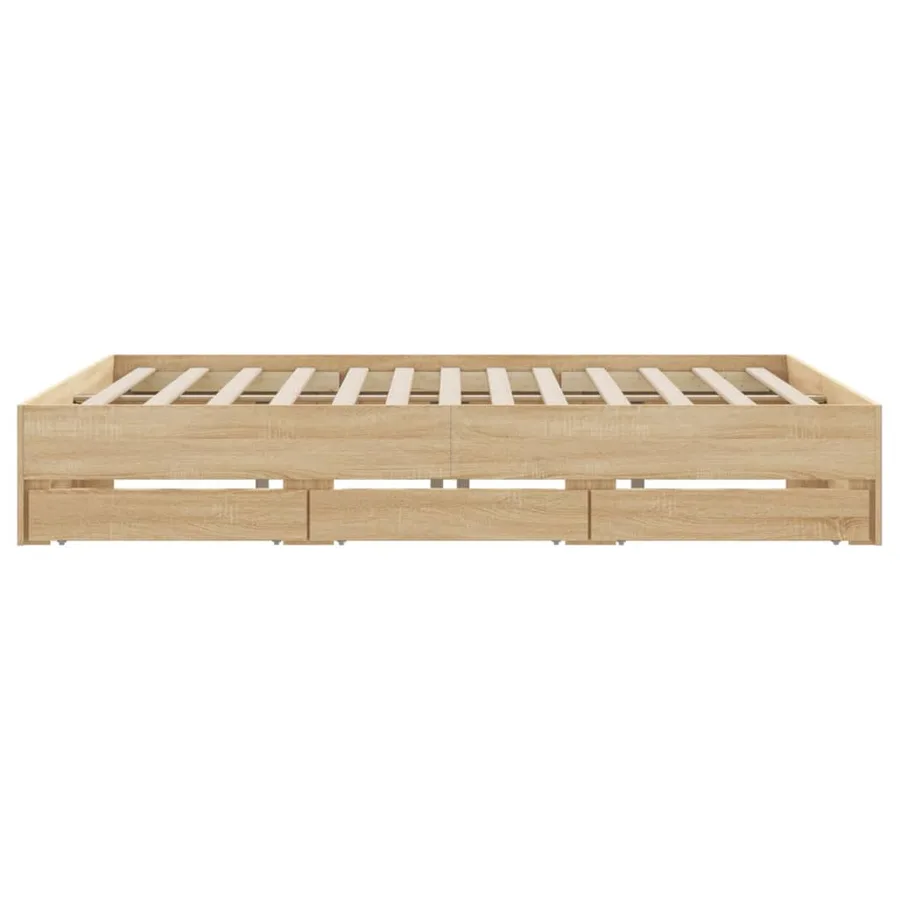 Cadre de lit avec tiroirs sans matelas chêne sonoma 200x200 cm - 7