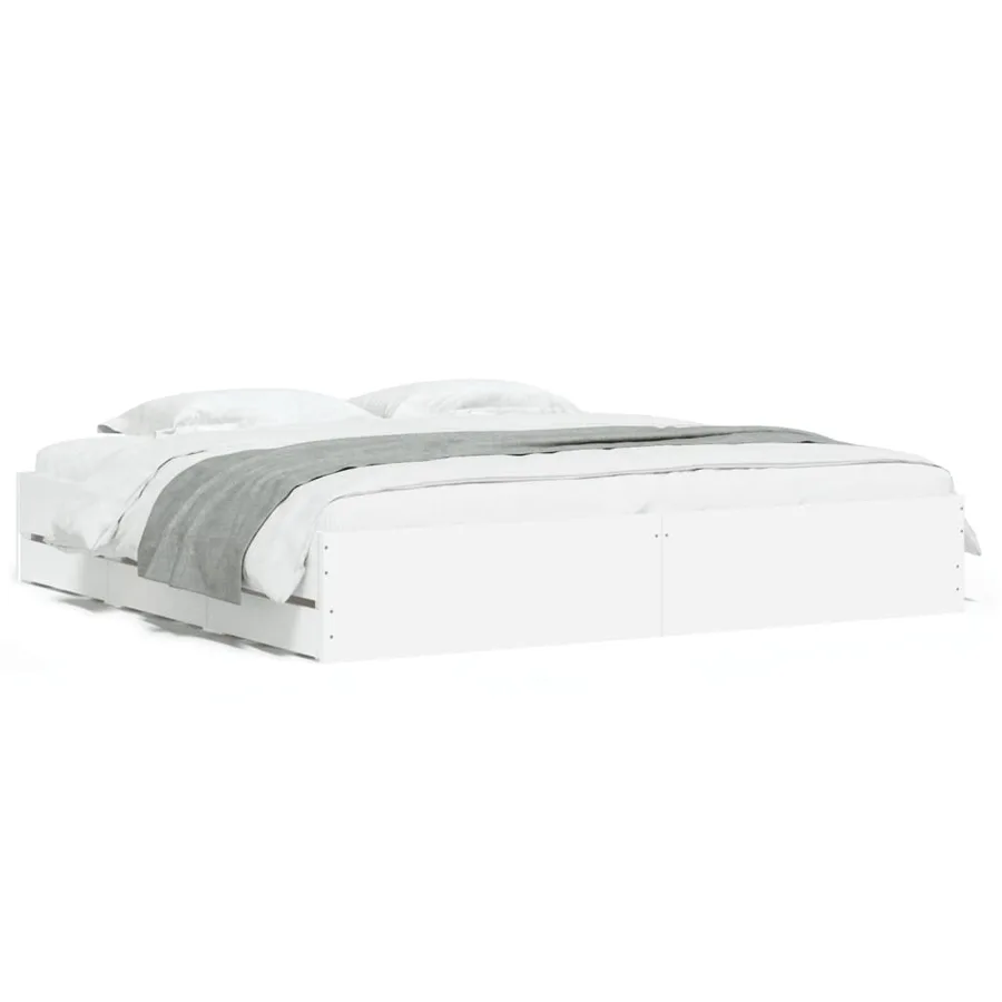 Cadre de lit avec tiroirs sans matelas blanc 200x200 cm - 2