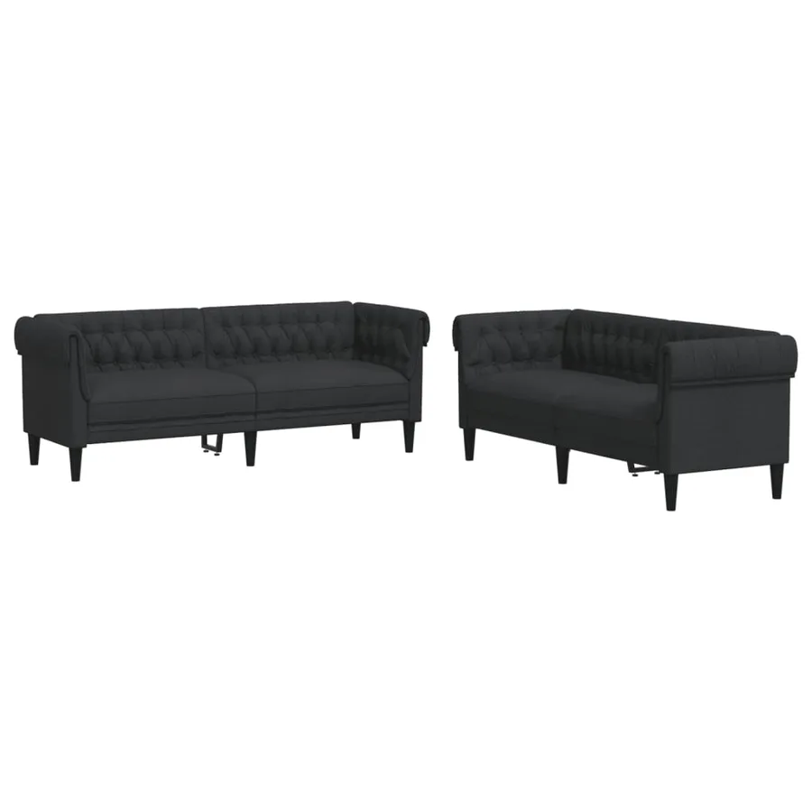 Ensemble de canapés 2 pcs noir tissu - 2
