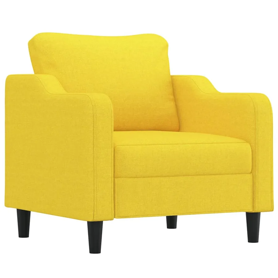 Ensemble de canapés 3 pcs avec coussins Jaune clair Tissu - 3