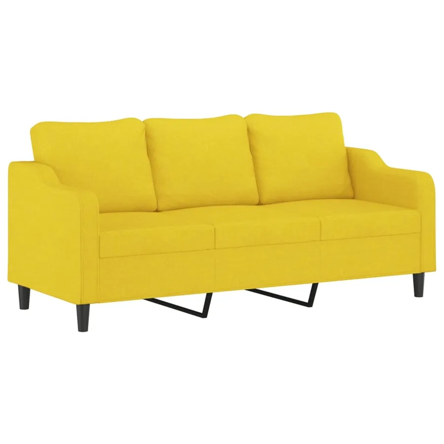 Ensemble de canapés 3 pcs avec coussins Jaune clair Tissu - 5