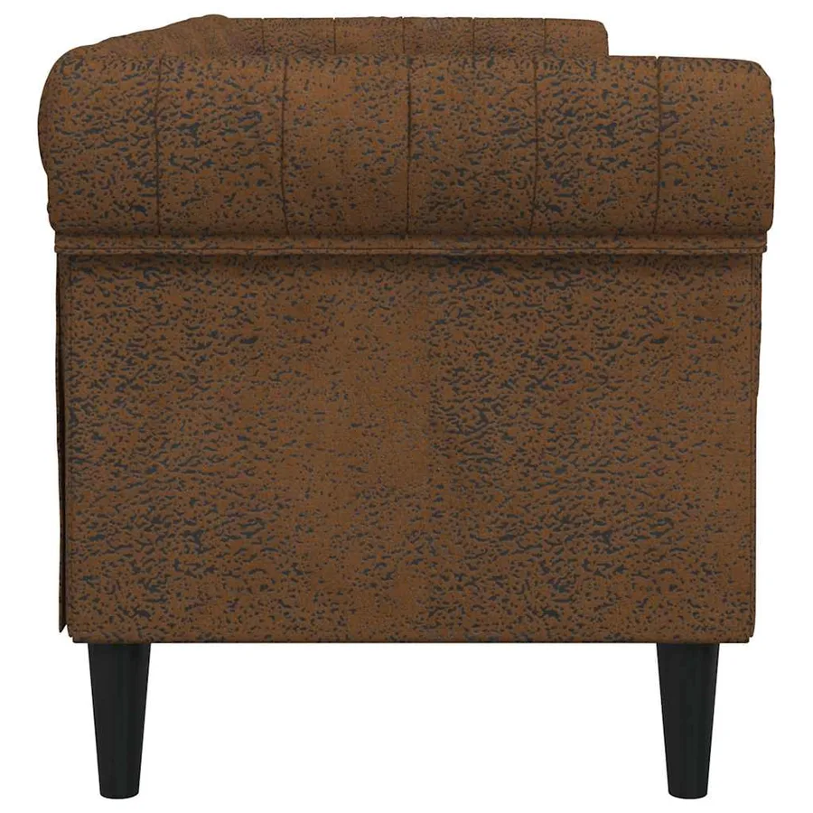Canapé Chesterfield 3 places marron tissu - 5