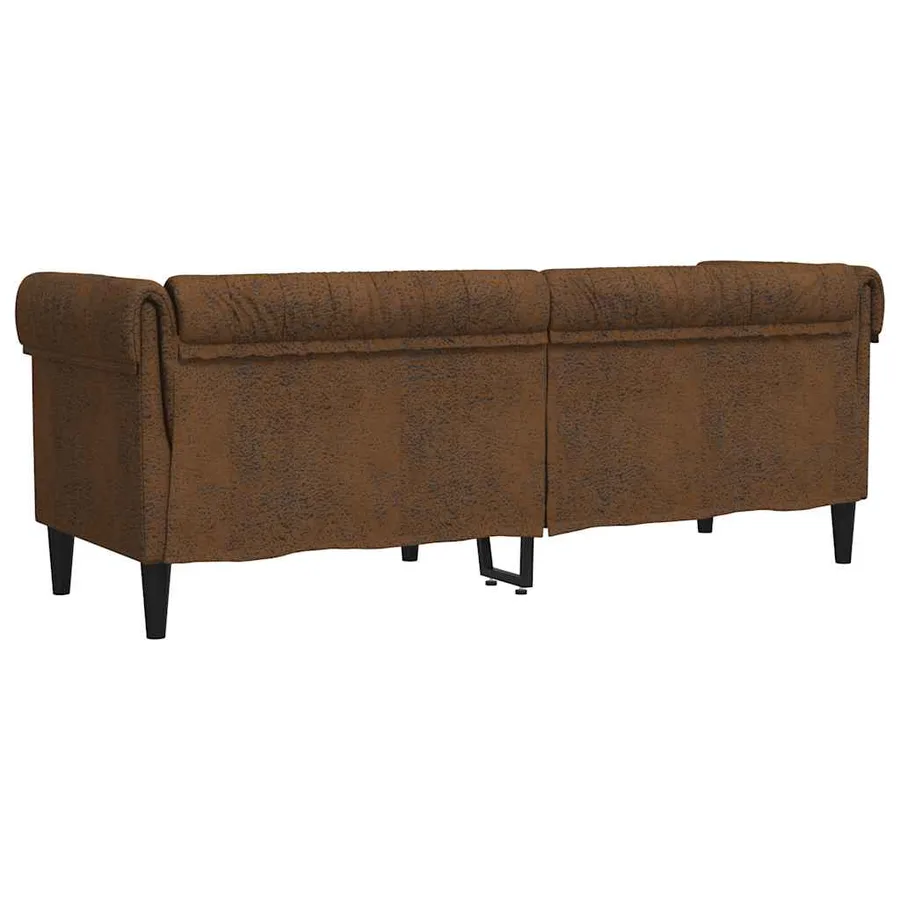 Canapé Chesterfield 3 places marron tissu - 6