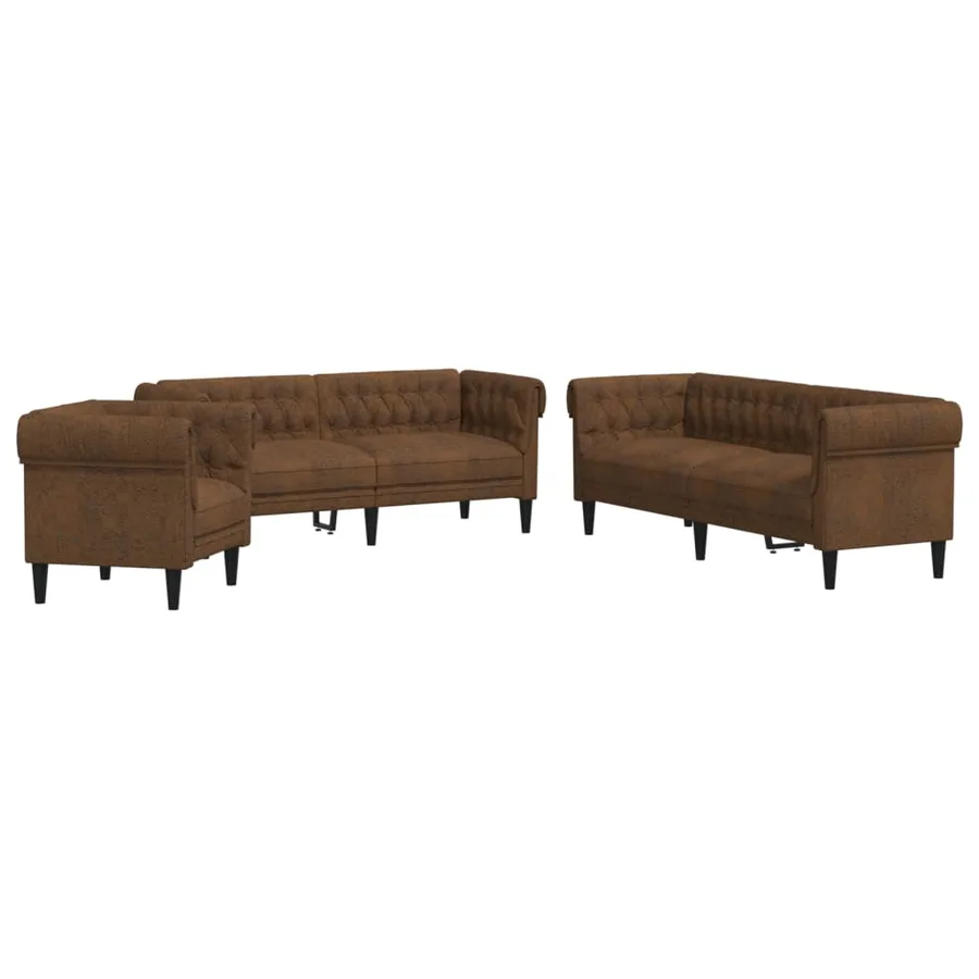 Ensemble de canapés 3 pcs marron tissu - 2