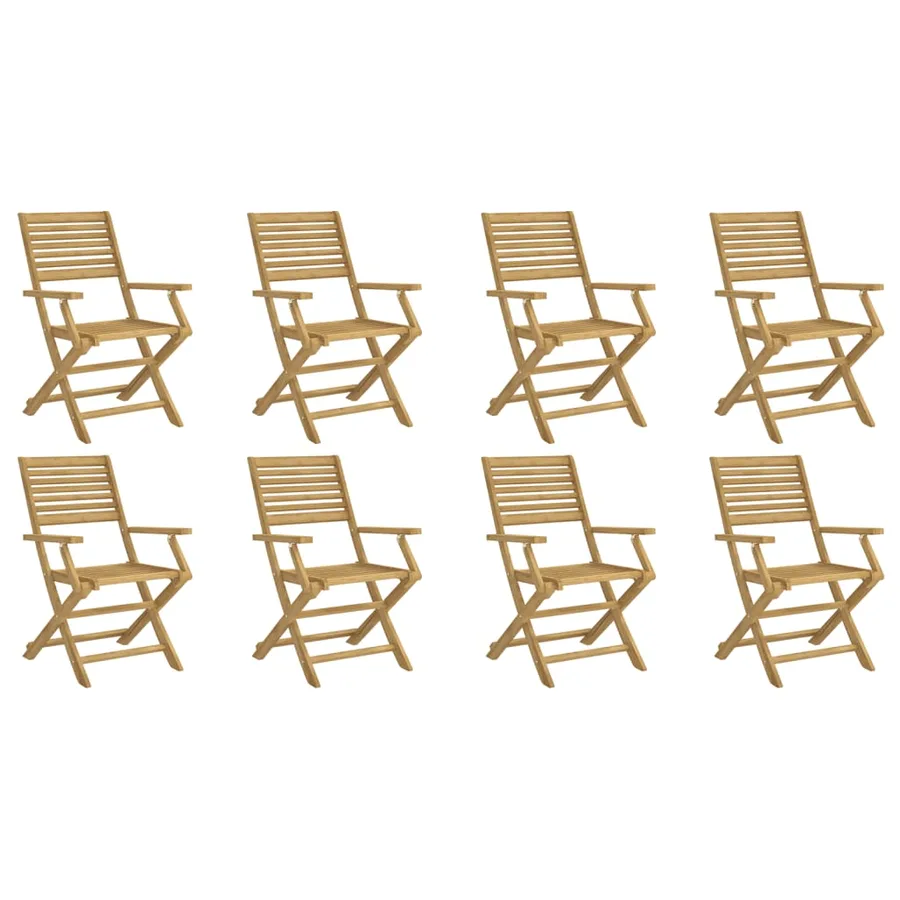 Chaises pliables de jardin lot de 8 bois massif d'acacia - 2