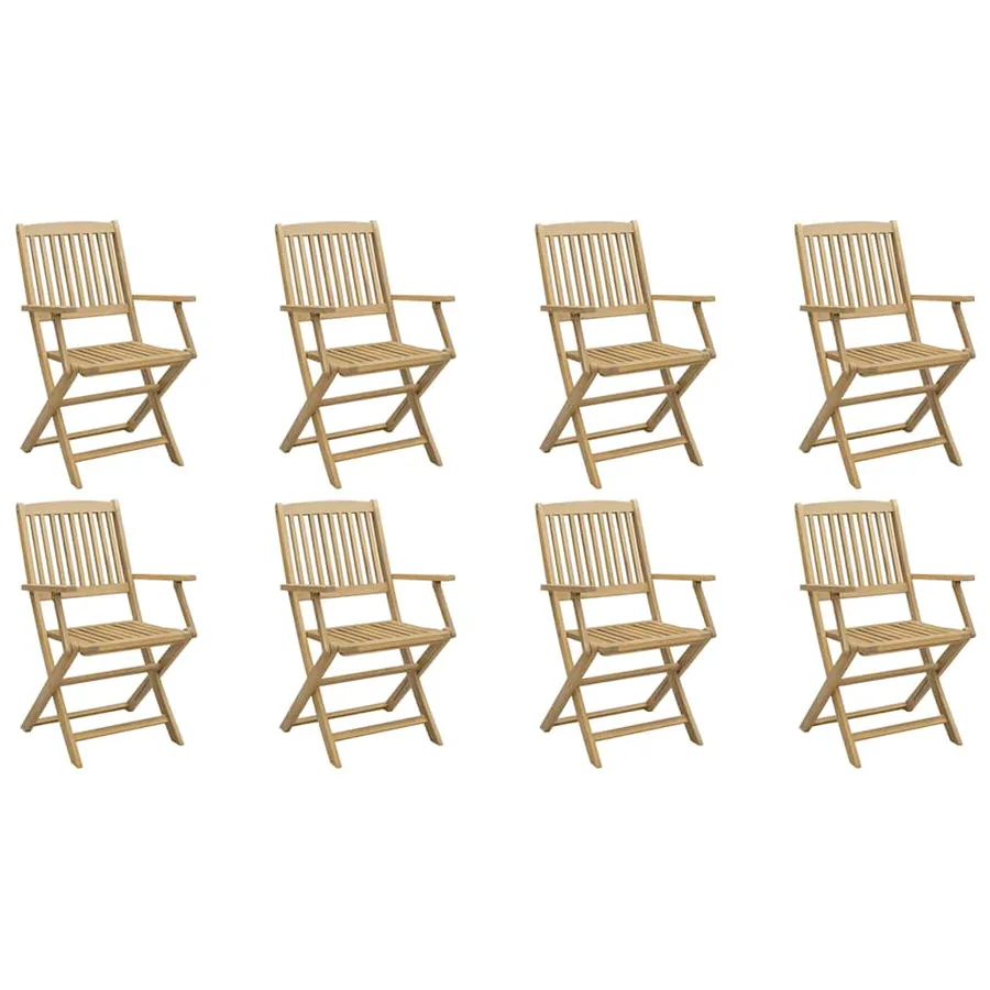 Chaises de jardin pliantes lot de 8 54x61x88 cm bois d'acacia - 2