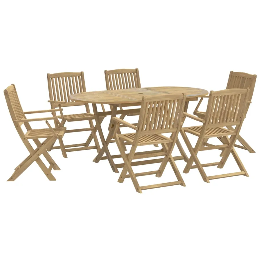 Ensemble à manger de jardin 7 pcs Bois d'acacia solide - 2