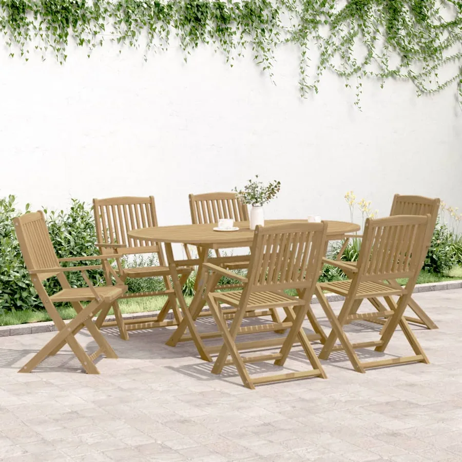 Ensemble à manger de jardin 7 pcs Bois d'acacia solide - 3