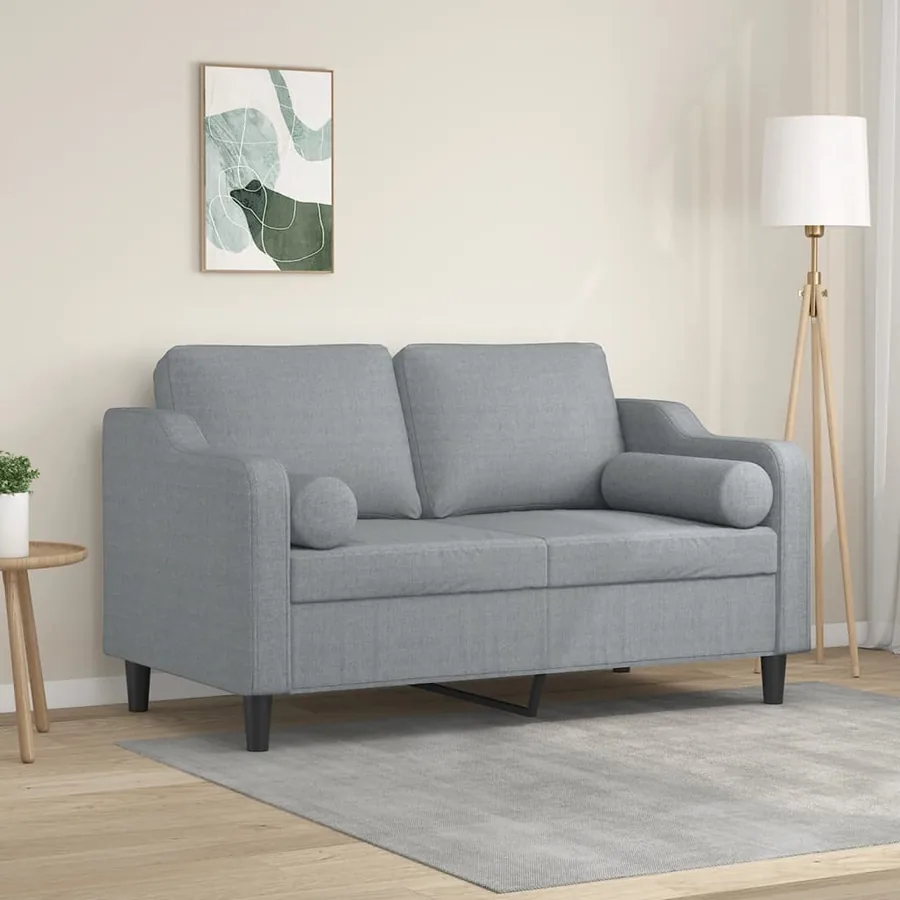 Canapé 2 places avec oreillers gris clair 120 cm tissu