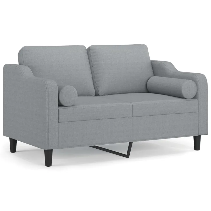 Canapé 2 places avec oreillers gris clair 120 cm tissu - 2