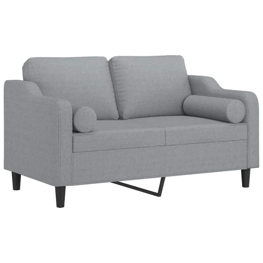 Canapé 2 places avec oreillers gris clair 120 cm tissu - 3