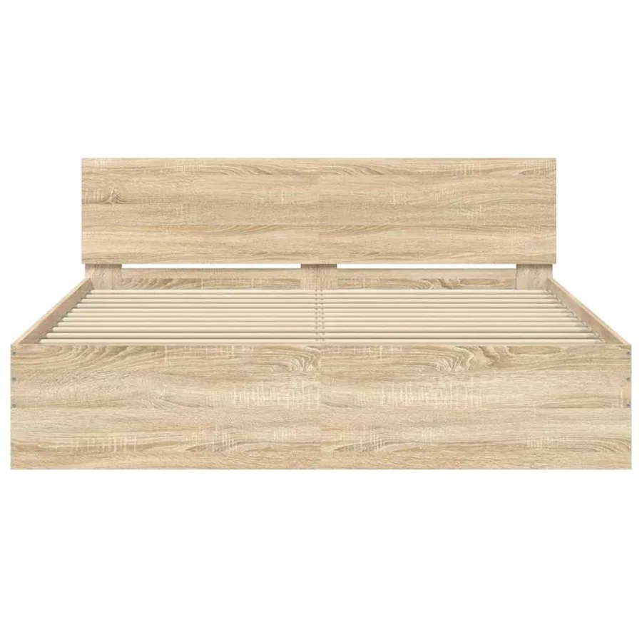 Cadre de lit sans matelas chêne sonoma 140x190 cm - 5