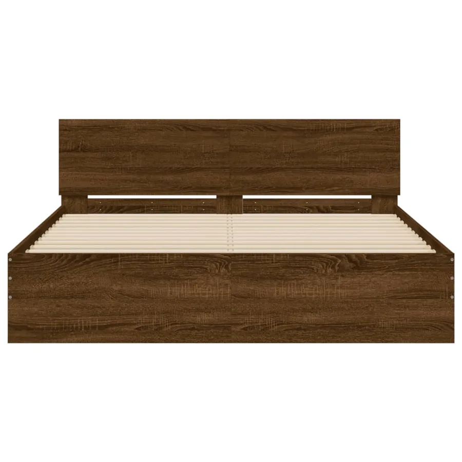 Cadre de lit sans matelas chêne marron 140x190 cm - 5