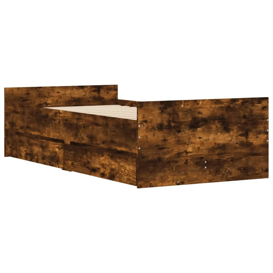 Cadre de lit avec tiroirs sans matelas chêne fumé 90x190 cm - 4