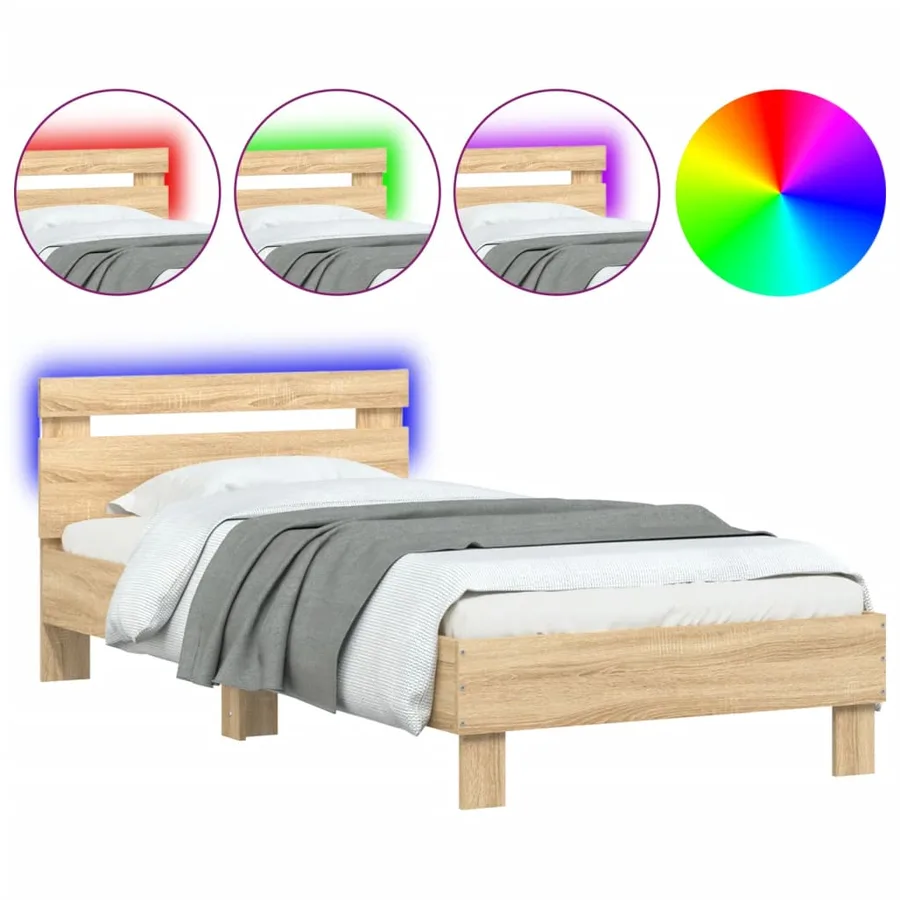 Cadre de lit sans matelas avec lumières LED 90x200 cm - 2