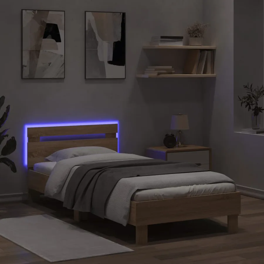 Cadre de lit sans matelas avec lumières LED 90x200 cm - 4