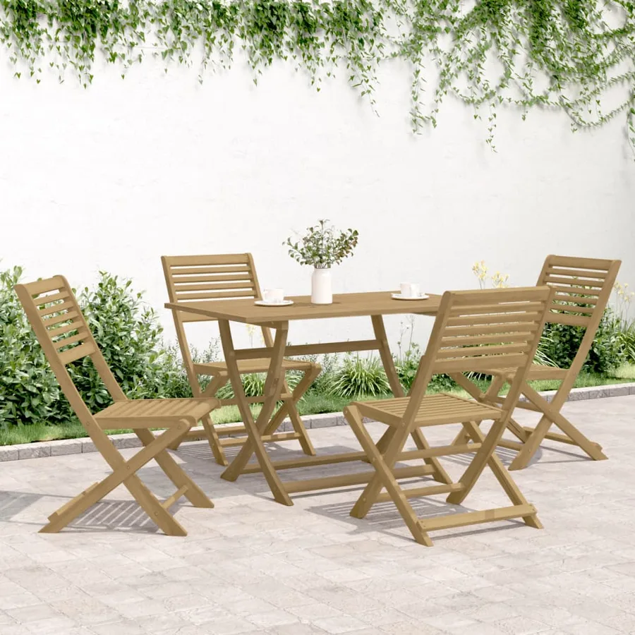 Ensemble à manger de jardin 5 pcs Bois d'acacia solide - 3