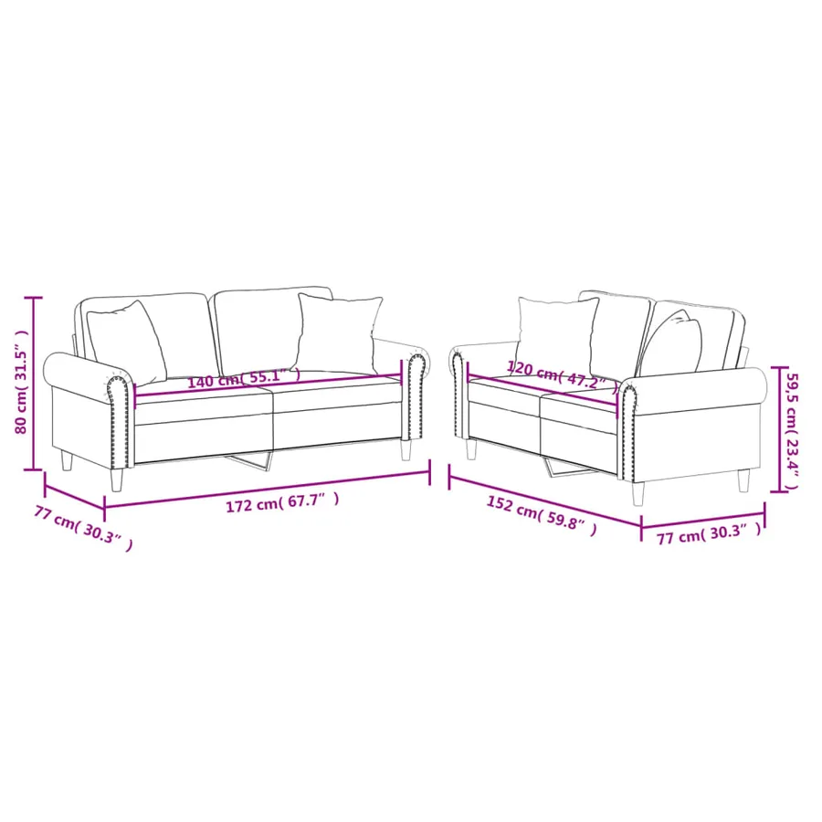 Ensemble de canapés 2 pcs avec coussins crème similicuir - 8