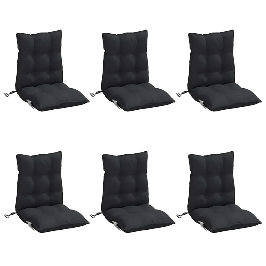Coussins de chaise à dossier bas lot de 6 noir tissu oxford - 3