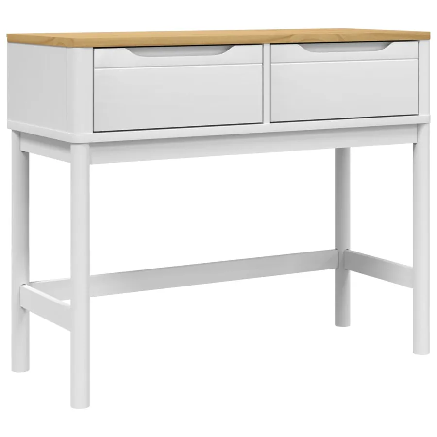 Table console FLORO blanc 89,5x36,5x73 cm bois de pin massif - 2