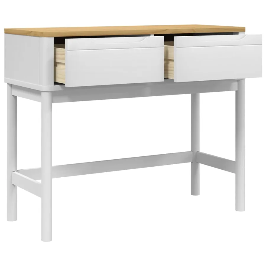 Table console FLORO blanc 89,5x36,5x73 cm bois de pin massif - 8
