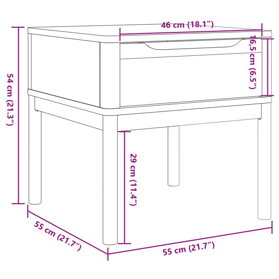 Table de chevet FLORO gris 55x55x54 cm bois de pin massif - 10