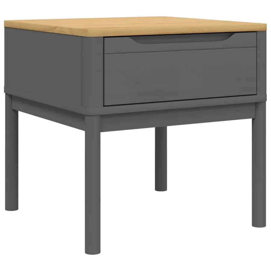 Table de chevet FLORO gris 55x55x54 cm bois de pin massif - 2